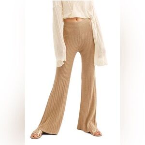 Free People Keep It Real Flare Ribbed Knit Pants Size S